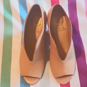 Vince Camuto Nude Leather Wedge